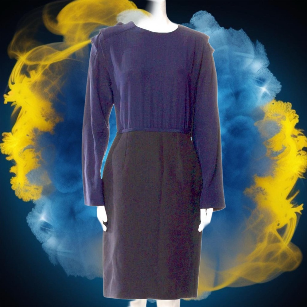 Fendi Black and Navy Silk Midi Dress - Picture 4 of 11